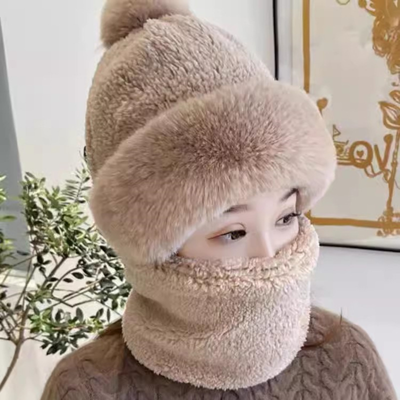 帽子女士冬季2023新款保暖骑车防风面罩防寒加厚护颈脖套围脖一体