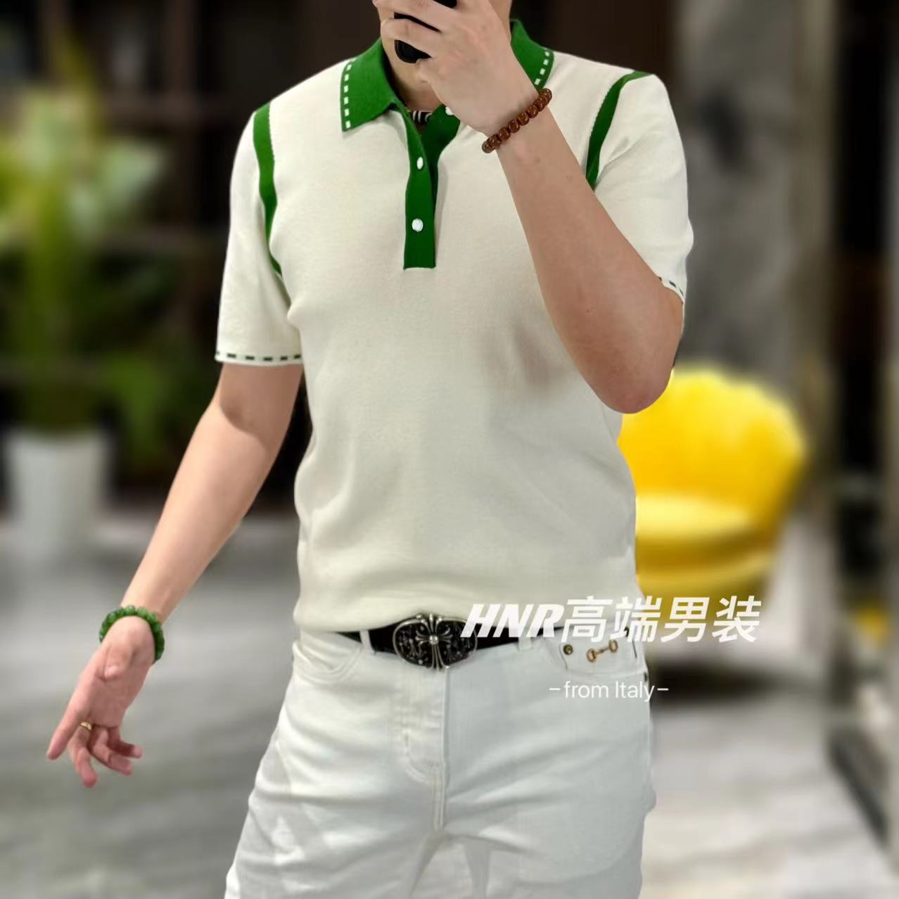 海鸥领2024新款秋季简约男士POLO衫百搭休闲撞色翻领短袖DF519