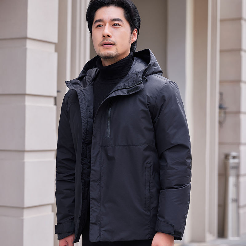 雅鹿羽绒服90白鸭绒羽绒服男短款加厚冬季户外大码防风防水冲锋衣