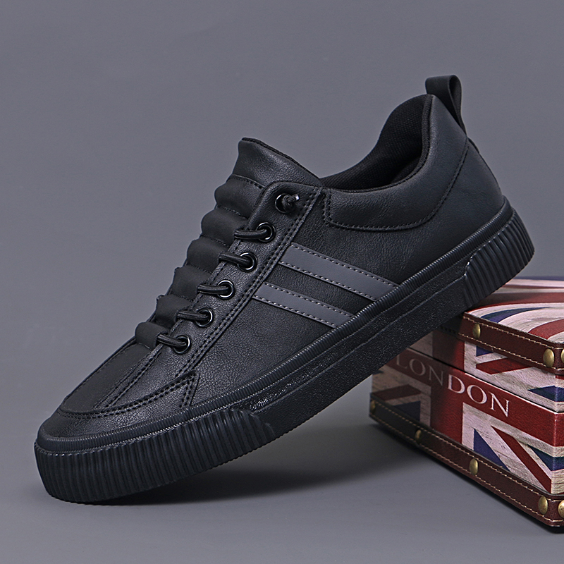 秋季新品男士休闲皮鞋低帮软底皮面潮鞋时尚百搭学生板鞋#23102