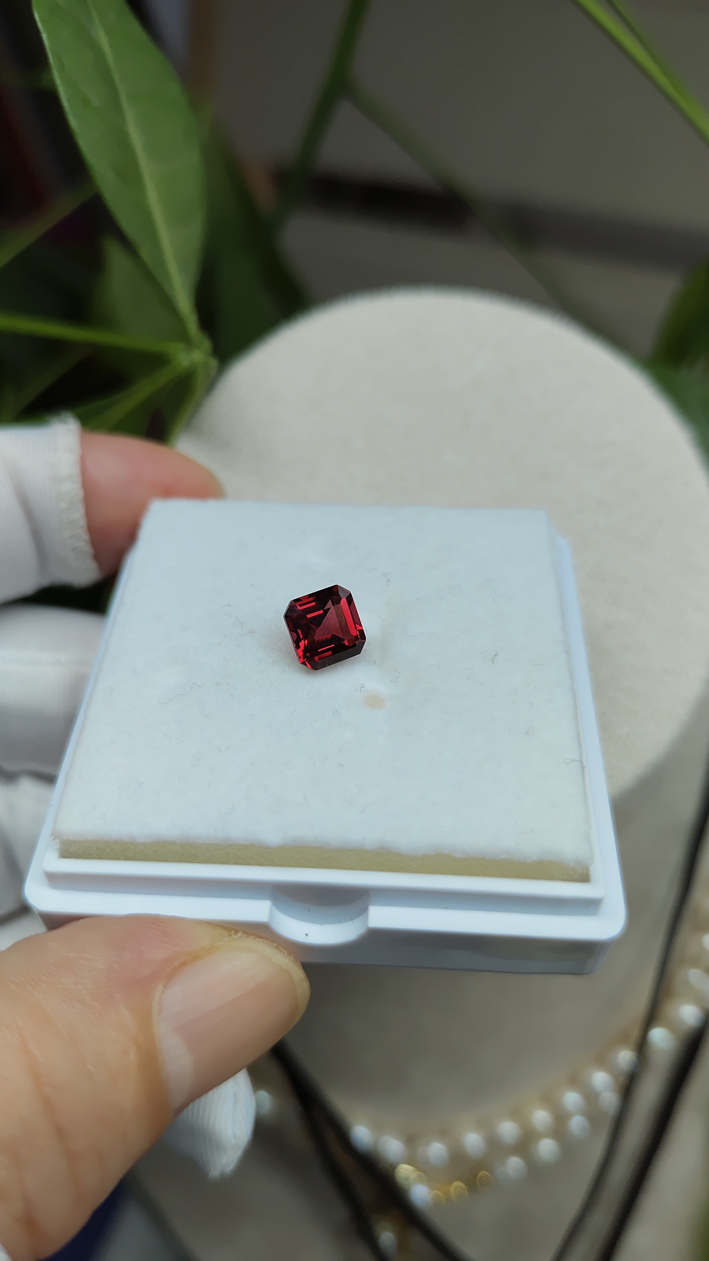 185天然阿斯切正方形石榴石卡6.8mm