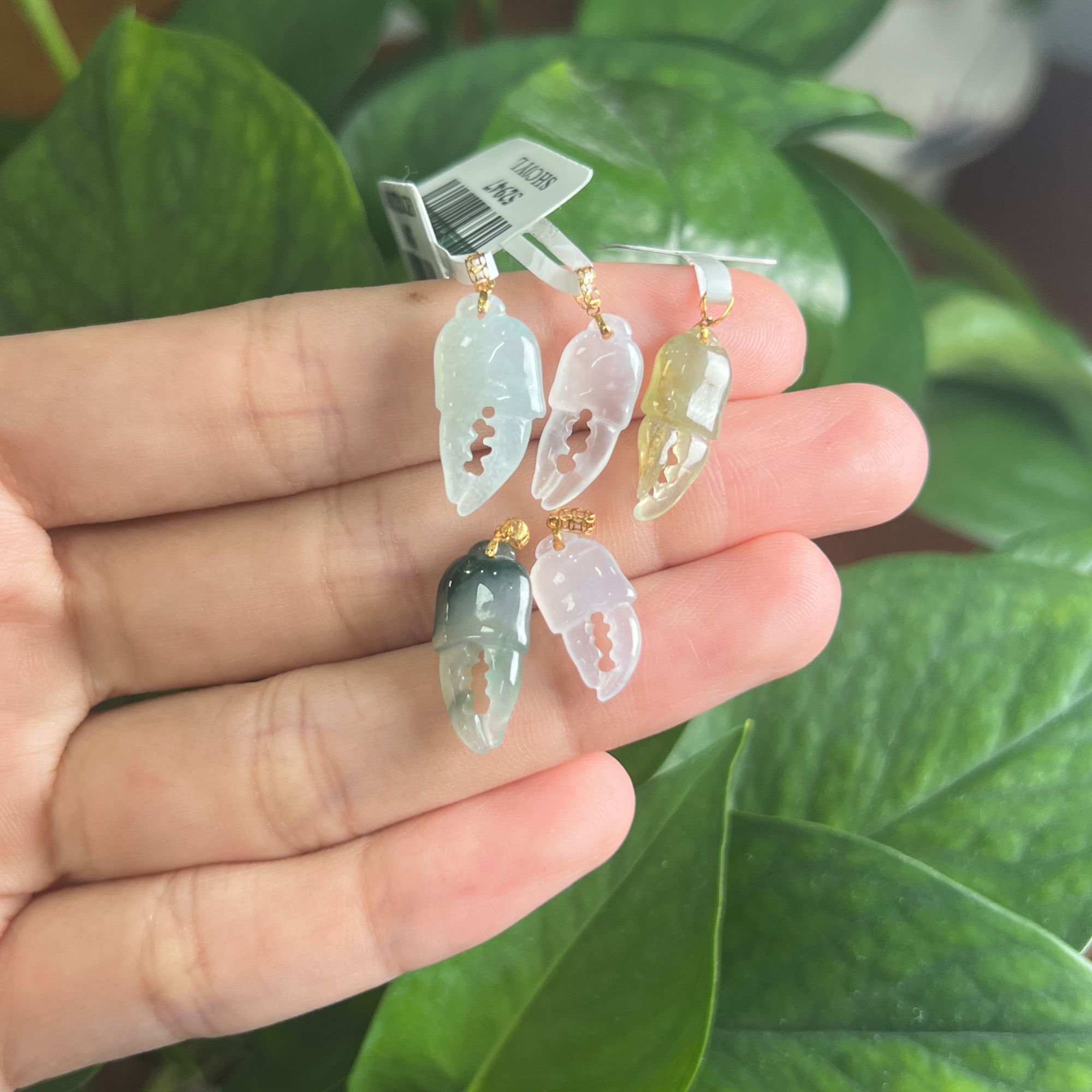 5-1原感精品18K金扣头翡翠蟹钳吊坠素款精美百搭多样性发一