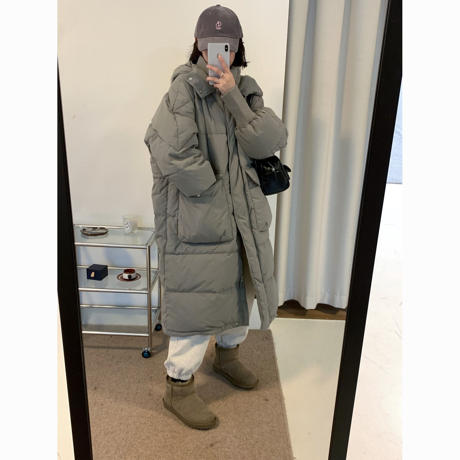 波司澄反季2023冬季新款羽绒服女中长款连帽韩版大口袋宽松加厚in