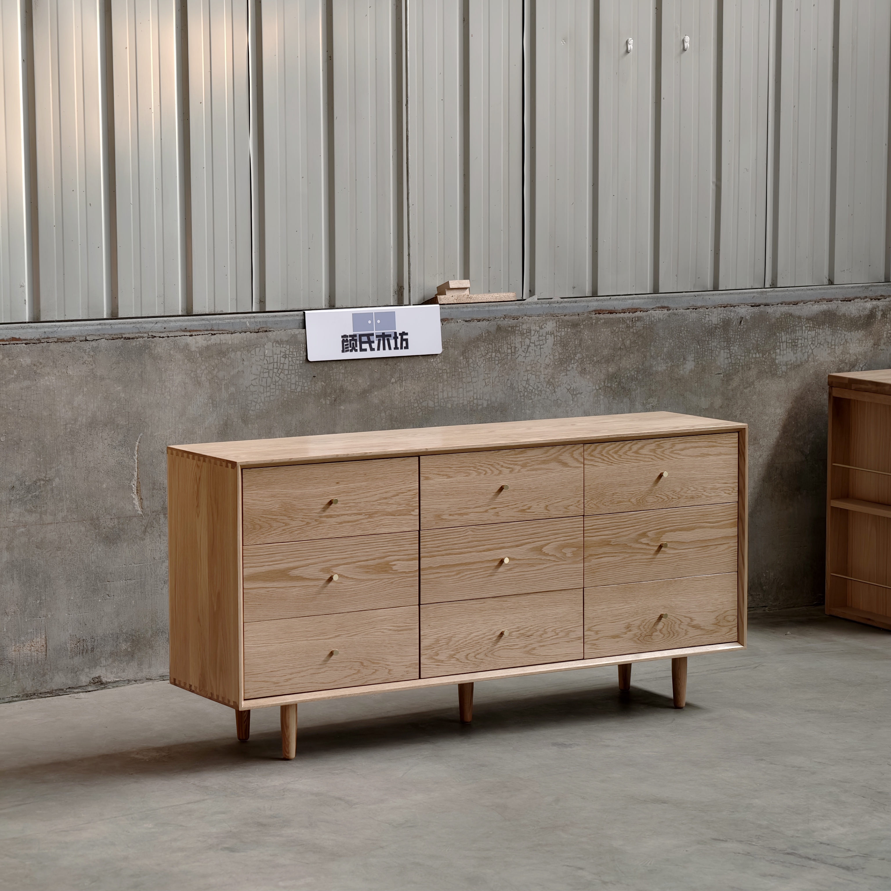 云端实木白橡木九斗柜斗柜家用复古客厅玄关柜子九斗橱