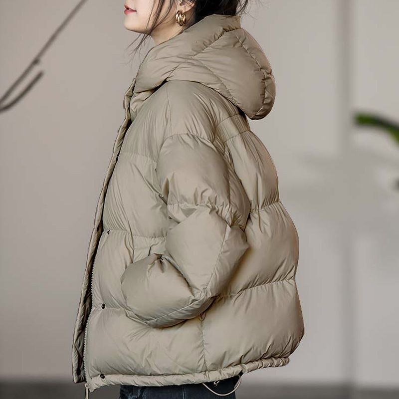 羽绒服羽绒棉服女短款时尚轻薄保暖连帽外套宽松2023年新款