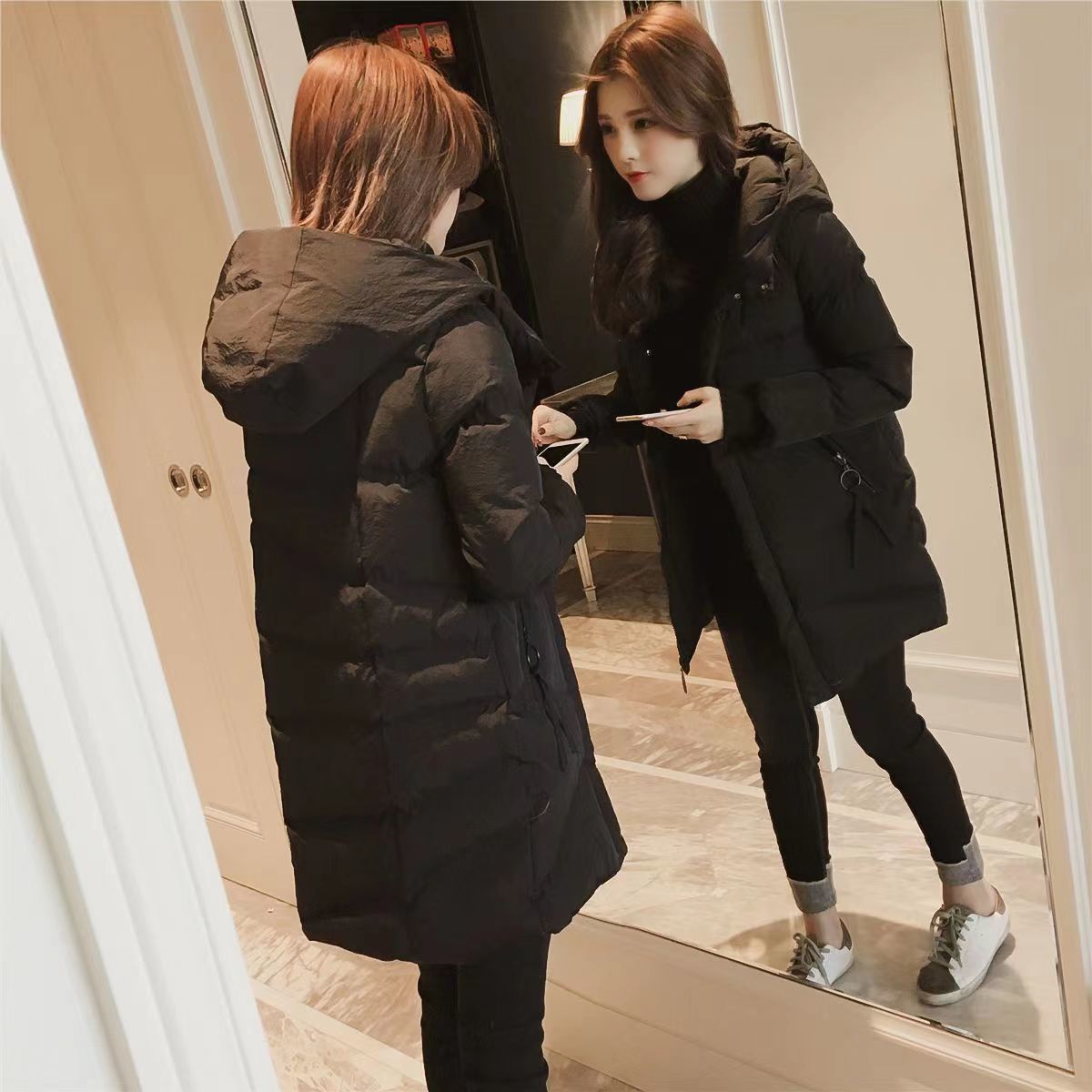 羽绒服棉衣女中长款2023款韩版时尚宽松显瘦加厚棉服女冬季