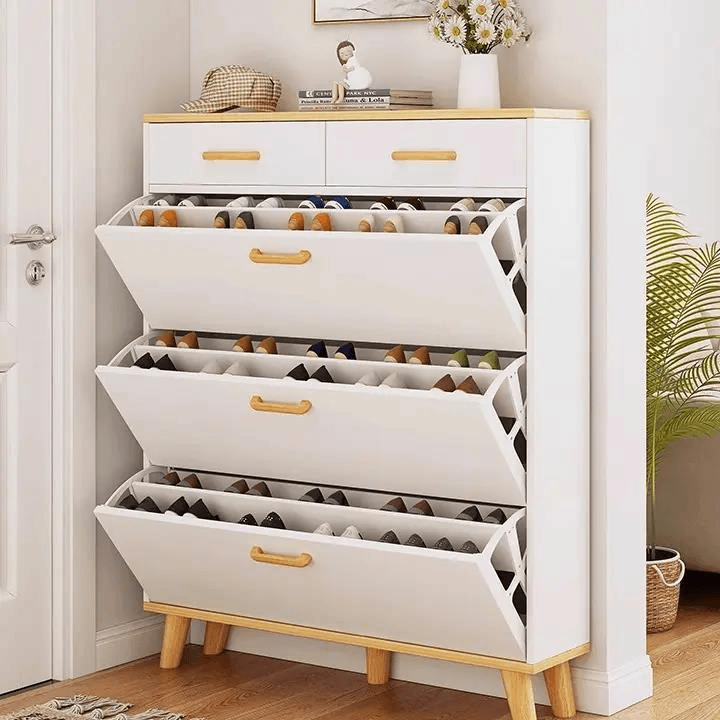 【逸品家具】鞋柜家用新款玄关柜室内超薄翻斗柜简易鞋架大容量红