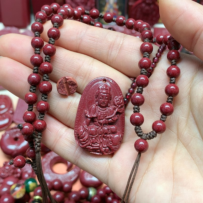 【闪购商品】天然辰砂伯****制小号普贤➕编织珠链