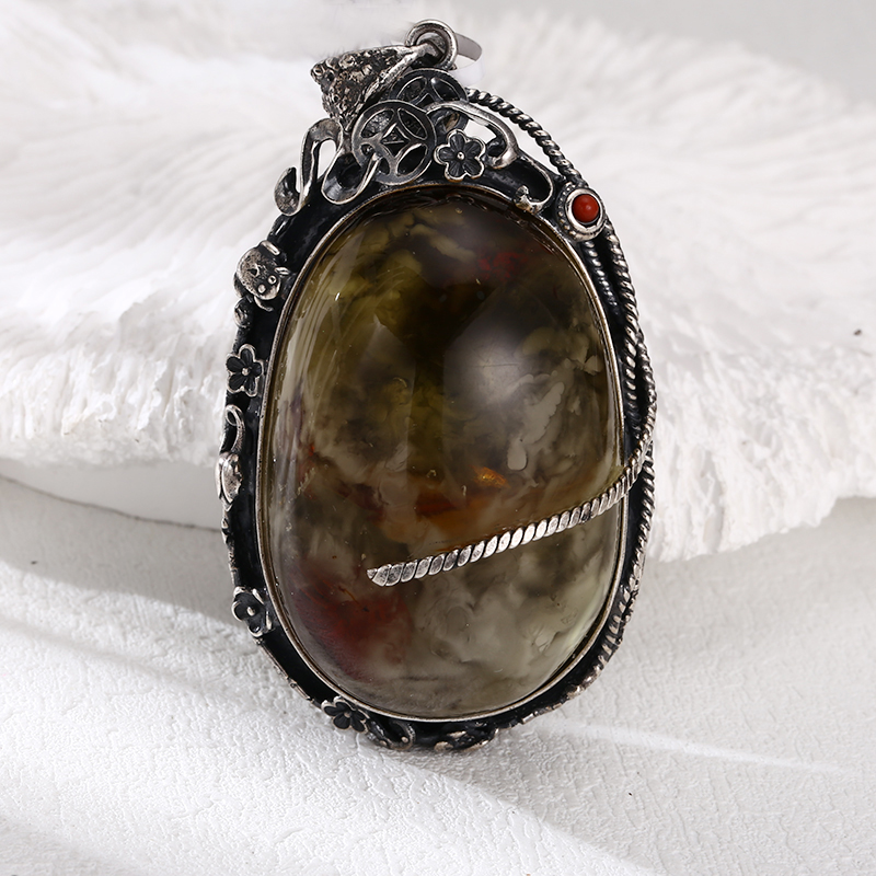 吊坠925银 民族风蛋面吊坠 百搭项链流行挂坠