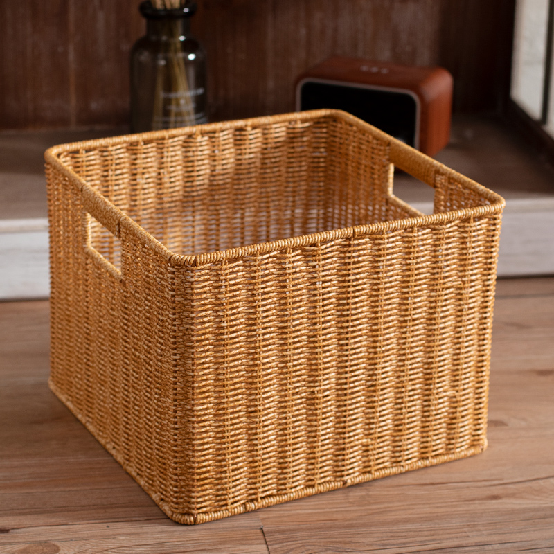 Kens仿藤编收纳筐浴室橱柜置物篮卧室衣橱衣物收纳箱编织储物篮