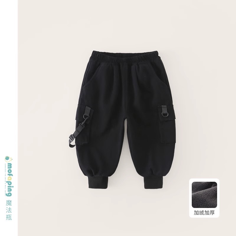 男童加绒裤子秋冬季帅气儿童工装裤小宝宝保暖裤加厚休闲裤一体绒