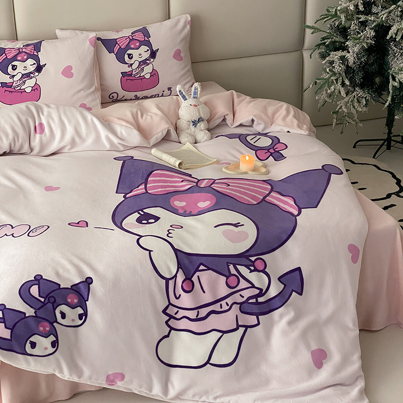 牛奶绒四件套秋冬季双面绒床单被套珊瑚绒法兰绒床笠款床上用品