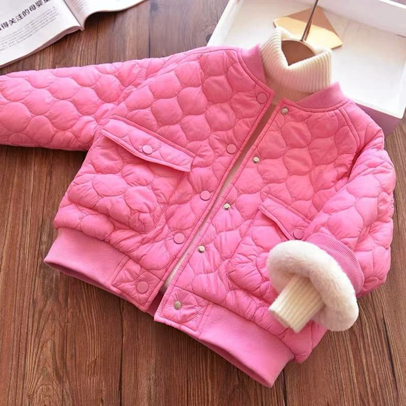 女童棉服冬季2023新品短款韩版休闲棉衣小女孩棒球衣夹棉外套