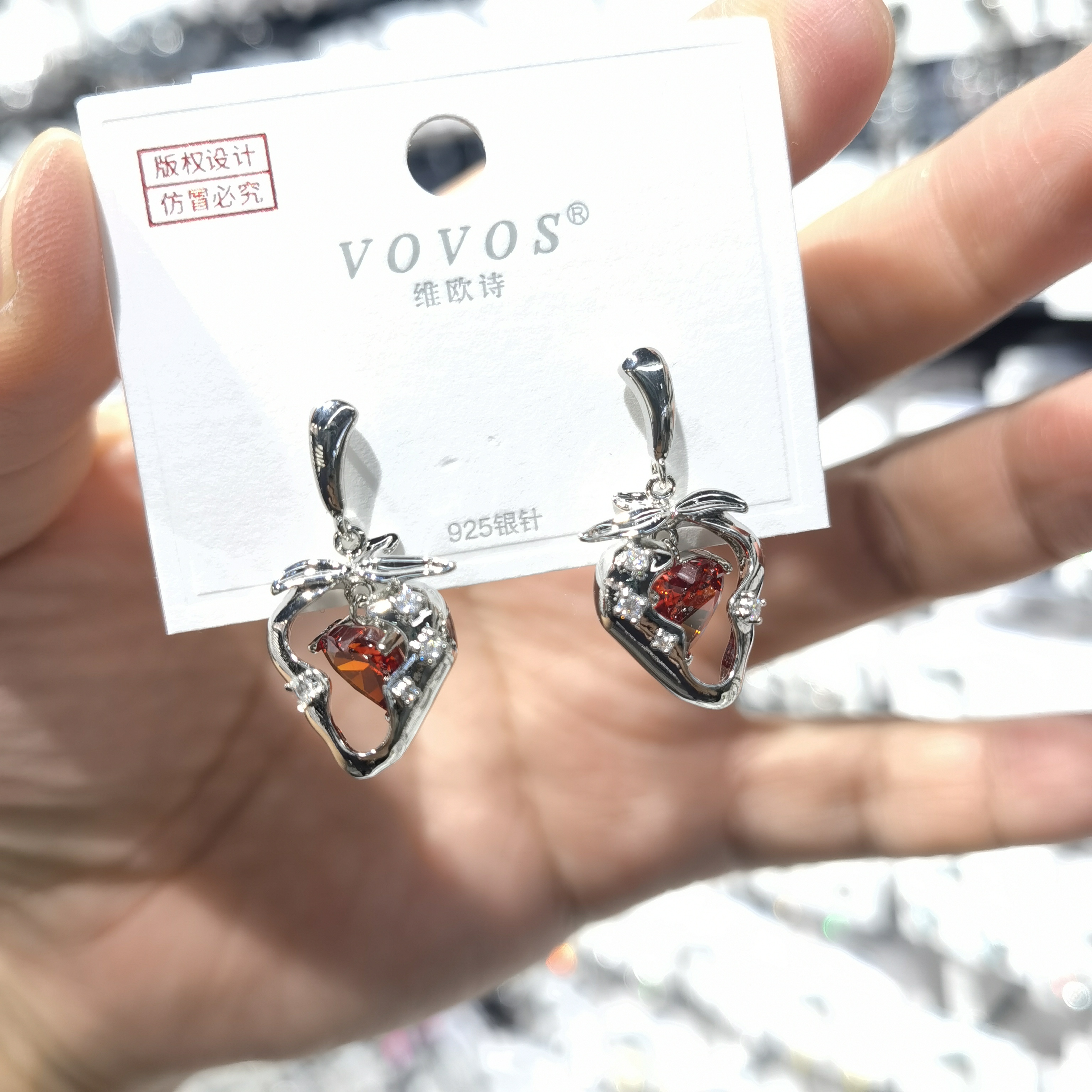 铜合金亚克力耳饰 B862草莓爱心尔尔啊边夹