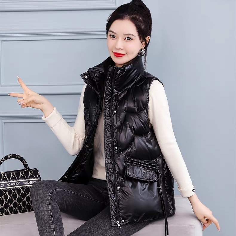 新款时尚洋气棉马甲外穿休闲百搭女士修身棉外套韩版显瘦潮流马夹