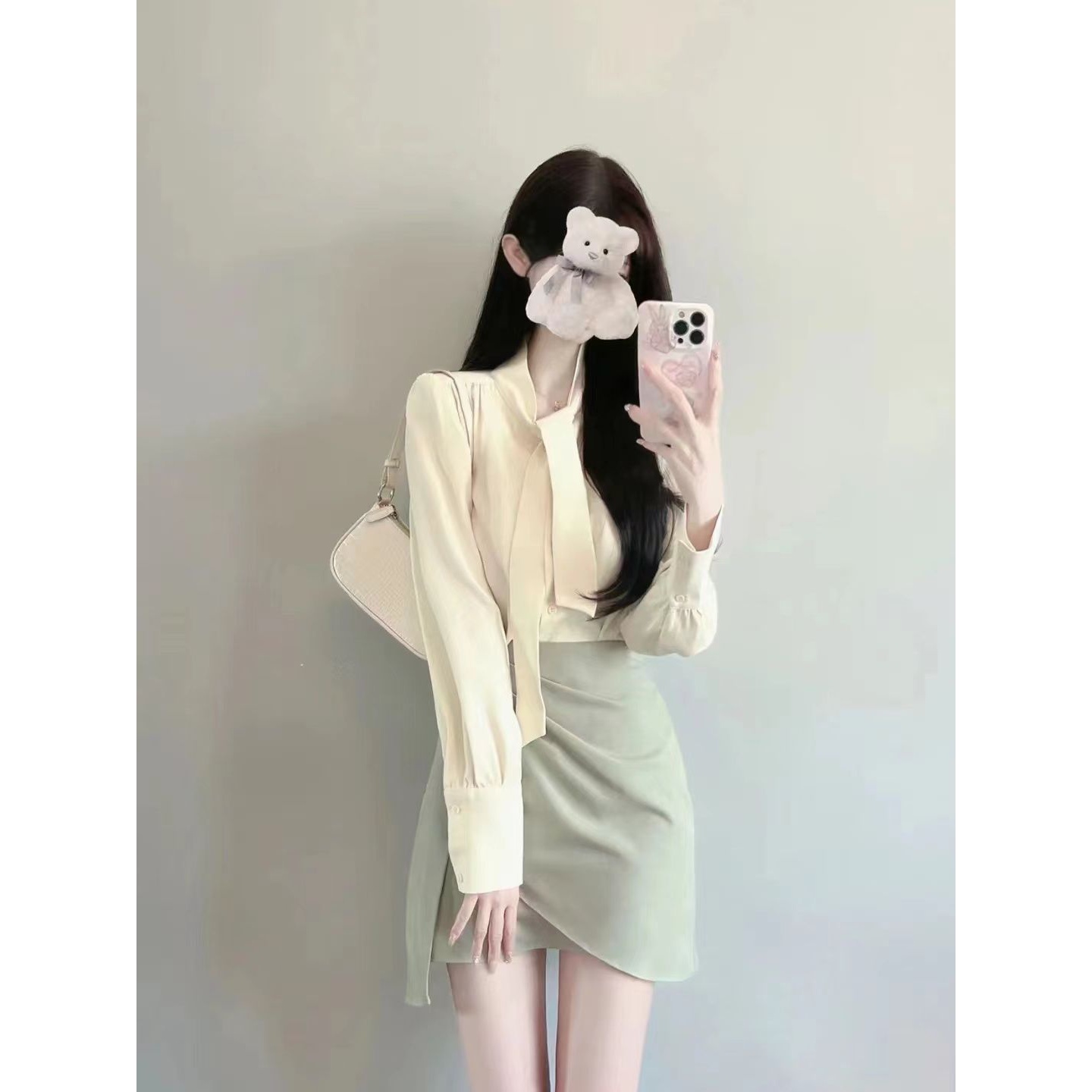 套装女2023春季新款欲风法式衬衫设计感气质上衣高腰显瘦半身裙