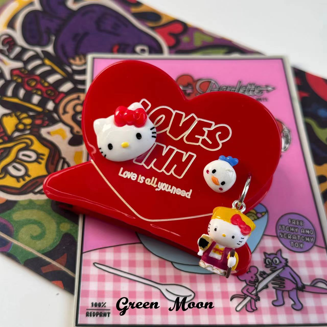 【番茄星球】夏日多巴胺高能感彩色猫猫卡通抓夹原创y2k