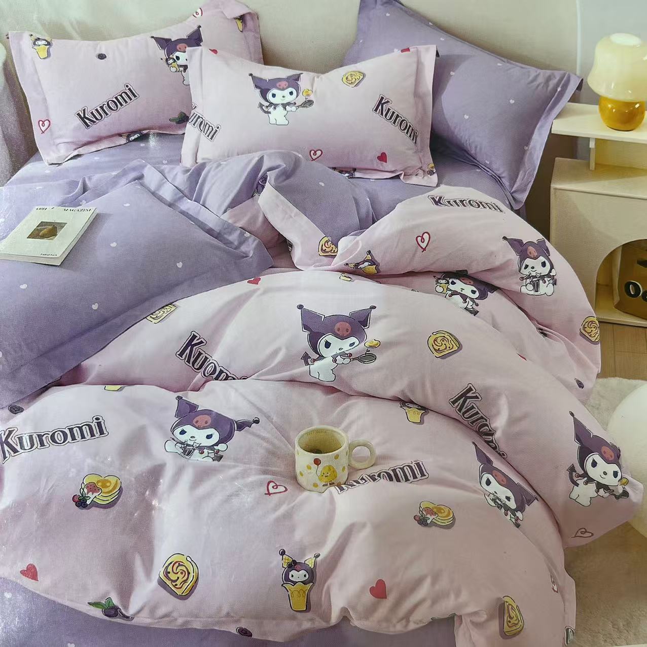 【甜心库洛米 紫】纯棉双层纱四件套