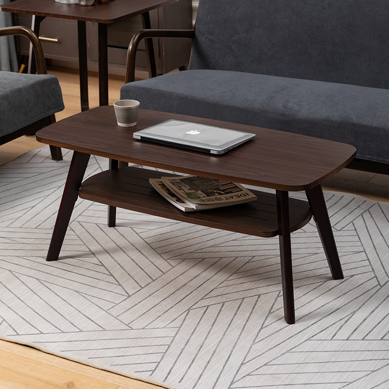 小户型茶几现代简约实木日式边几长方形喝茶客厅咖啡桌子双层阳台