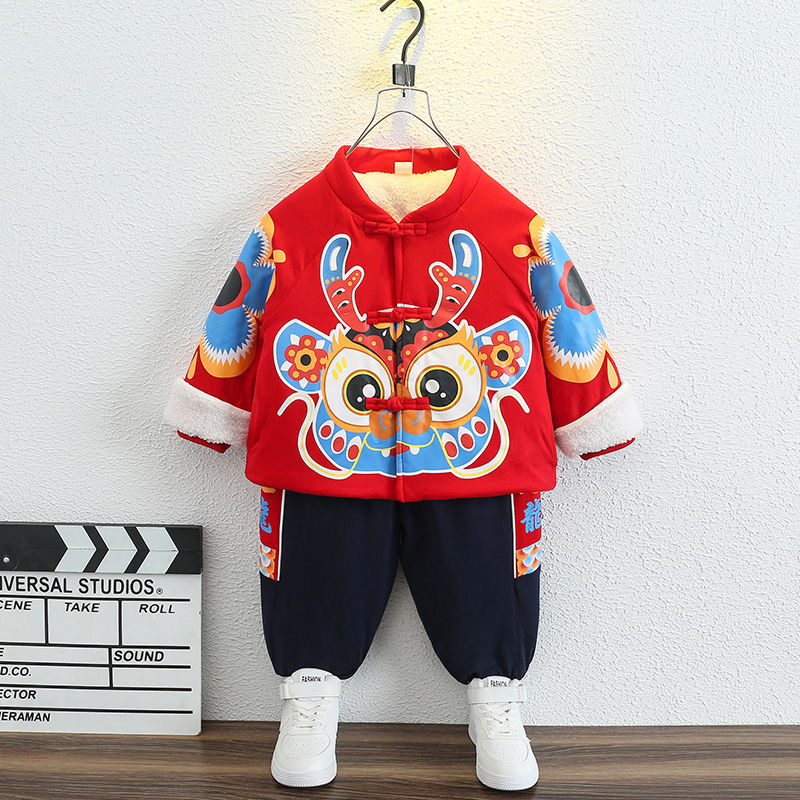 男童龙年拜年服冬季中国风宝宝周岁礼服秋冬过年汉服儿童新年衣服