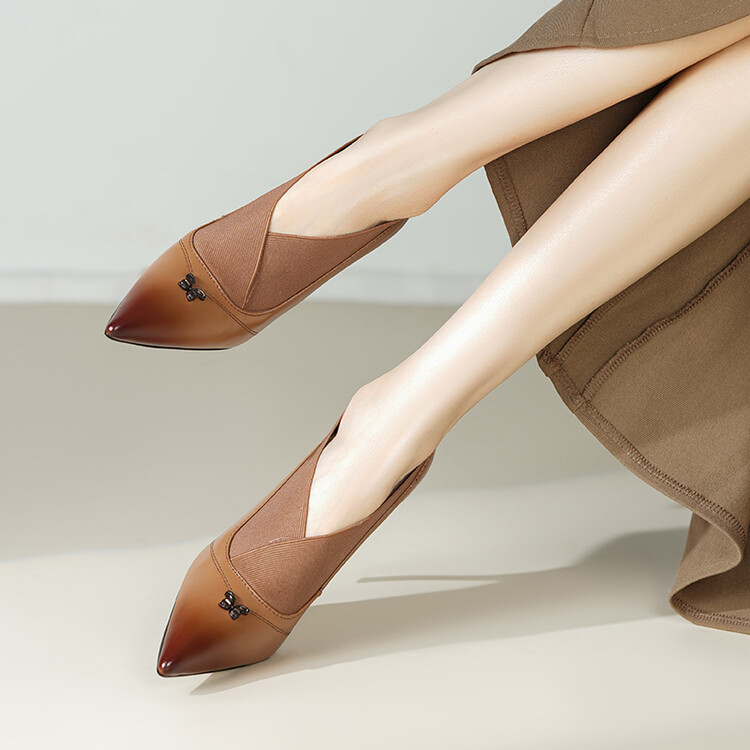 七月家 跟7.5CM 秋冬季新款经典百搭擦色做旧性感细跟尖头女鞋