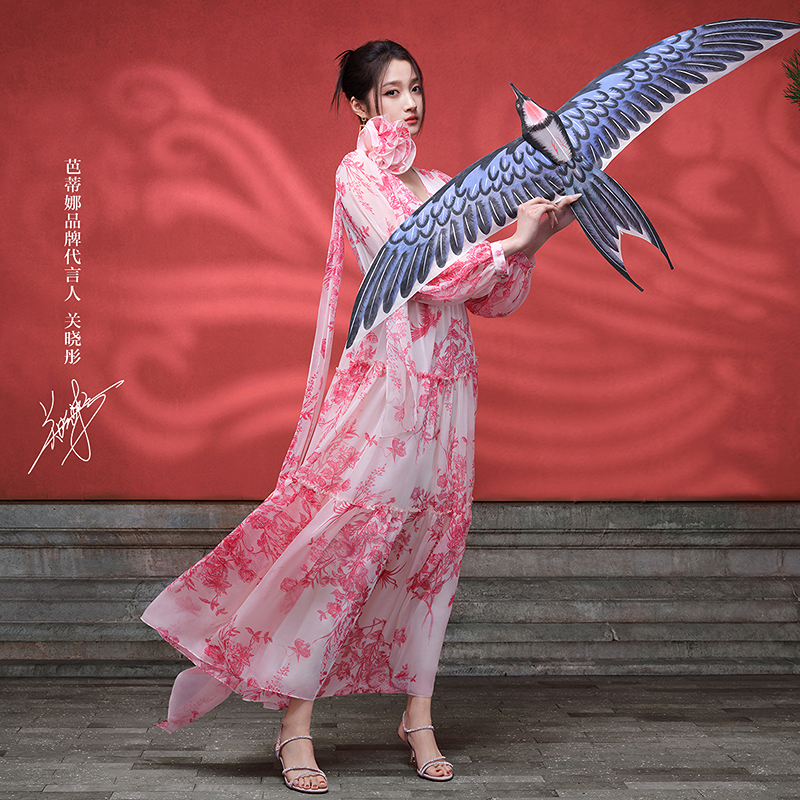 BADINA/芭蒂娜春夏中式日常印花中国风飘逸仙气连衣裙141U013