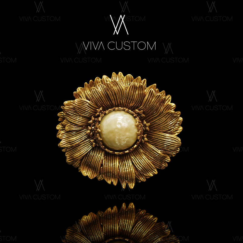 铜合金仿珍珠胸针 (经典再现系列)时尚优雅经典款向日葵胸针