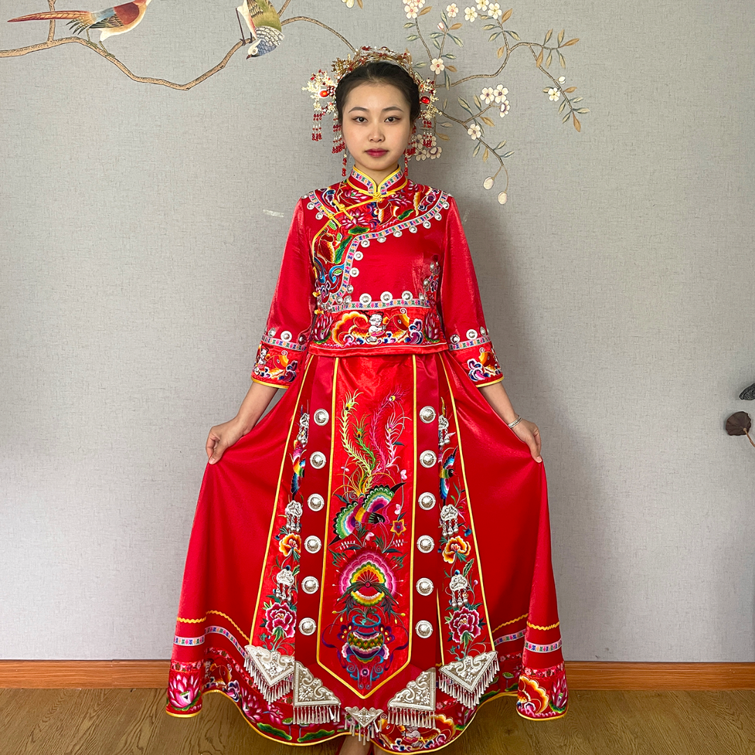 土家妹传统民族服饰刺绣土家族苗族女款盛装新娘装款号1203