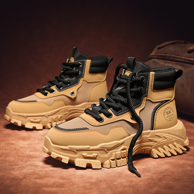 2023秋冬季新款男士高帮马丁靴子厚底工装百搭休闲运动潮流老爹鞋