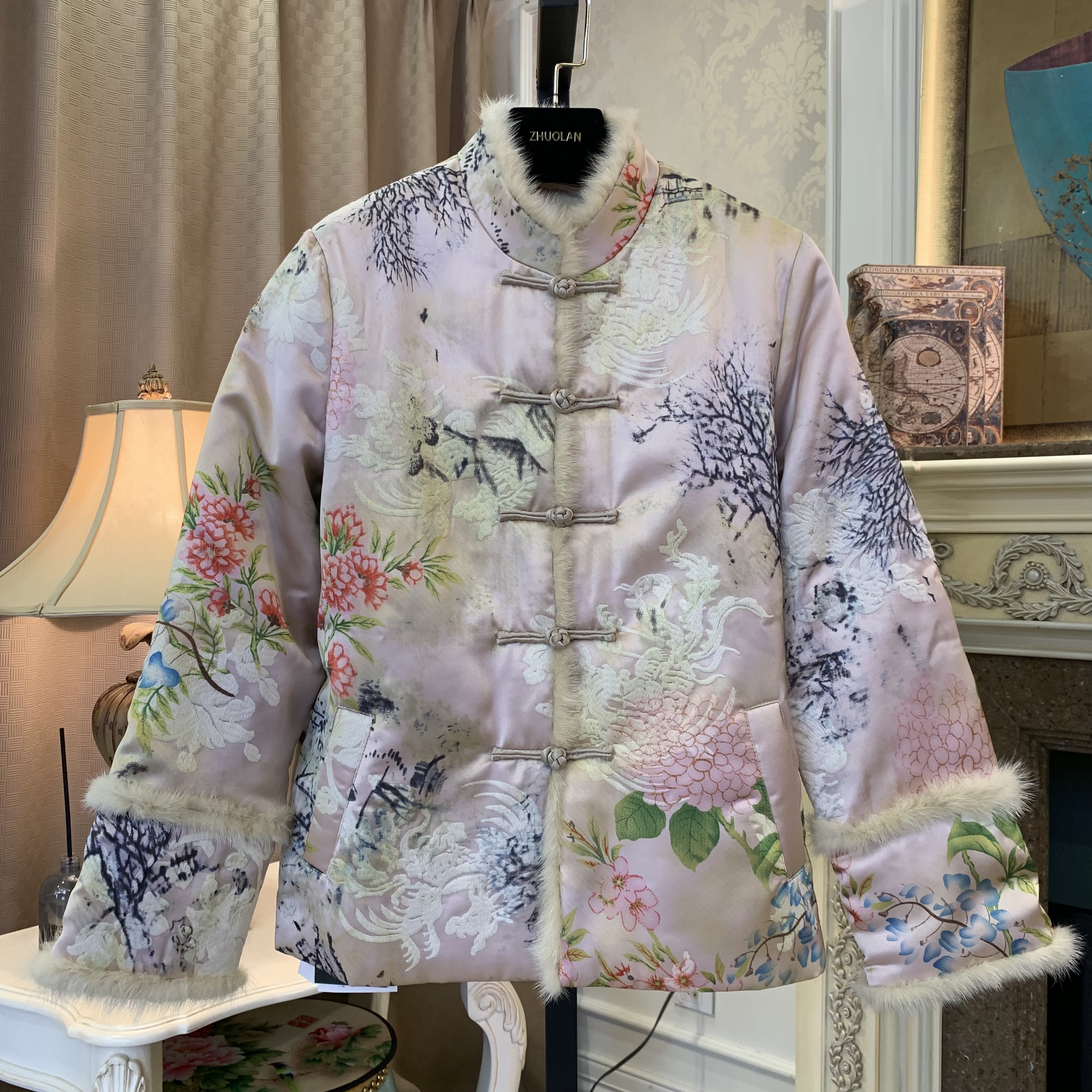 3367棉服中国风中式立领毛边时尚民族风冬季复古网红（137）