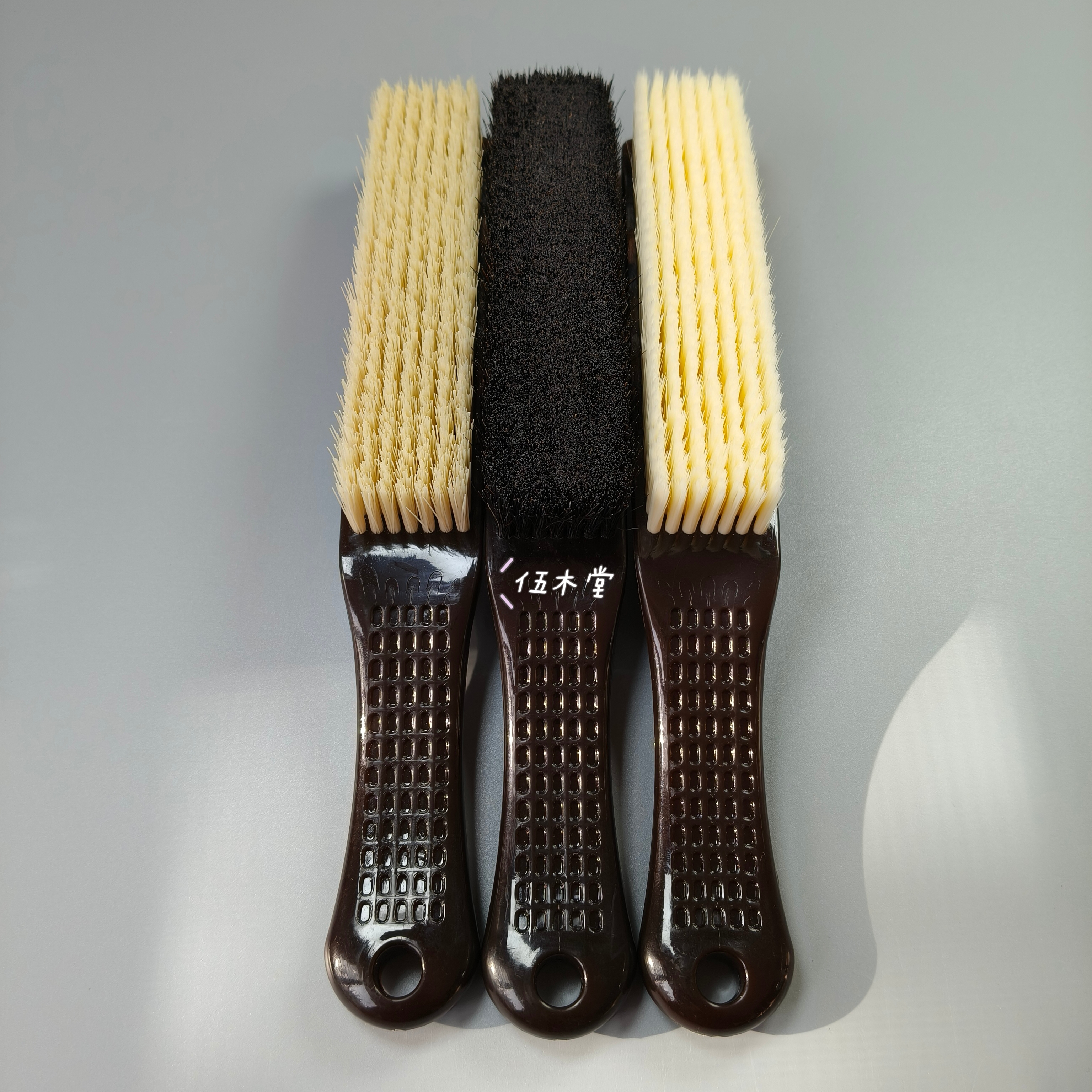 加长黑柄机制文玩刷套组仿牛筋柄大文玩刷子软万毛麦芒金耐磨丝/