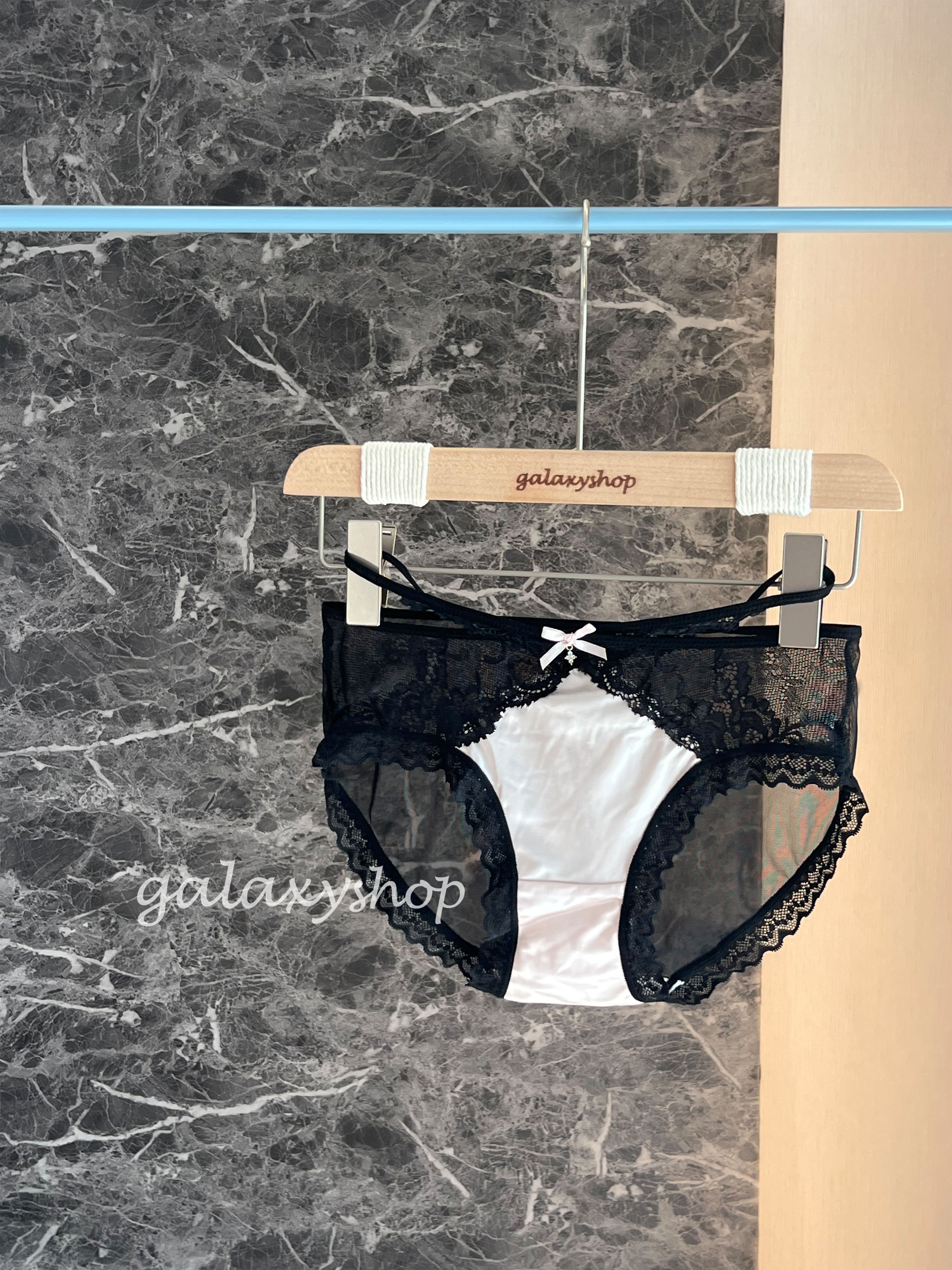 galaxyshop·法式交叉挂腰蕾丝拼接少女透气三角裤内裤