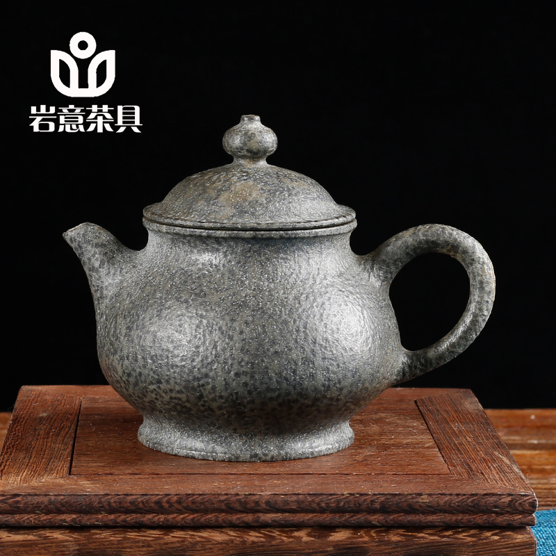 岩意茶具冰碛岩石头茶壶天然养生高档家用茶壶单壶经典纯手工潘壶