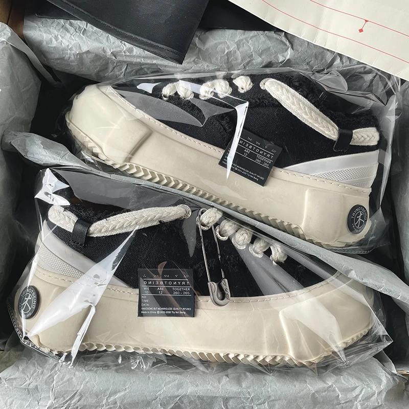 帆布鞋女2024秋季高级感新款棉花糖开口笑厚底鞋子休闲运动板鞋男