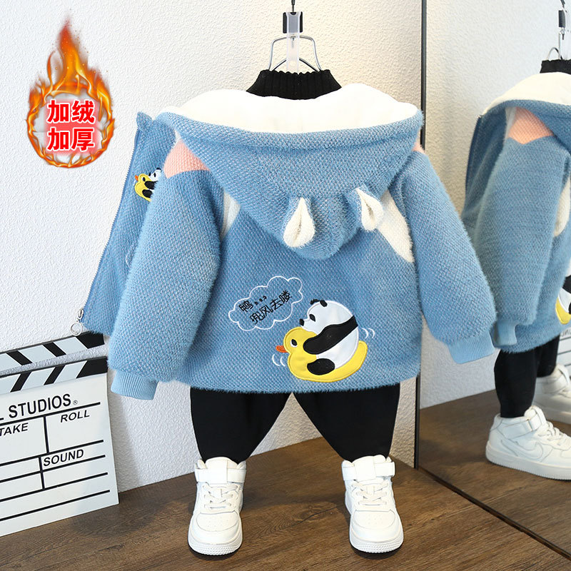 新品巴拉巴拉男童外套秋冬2023新款8洋气加绒加厚水貂5棉衣7岁儿