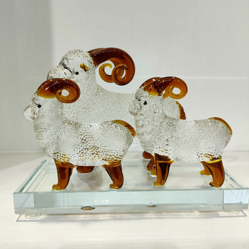 【琉璃哥】纯手工热塑琉璃《三羊开泰》 家居饰品 装饰摆件礼品