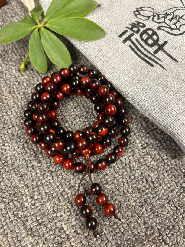 印度小叶紫檀檀香紫檀0.8直径108颗佛珠新疆西藏不包邮