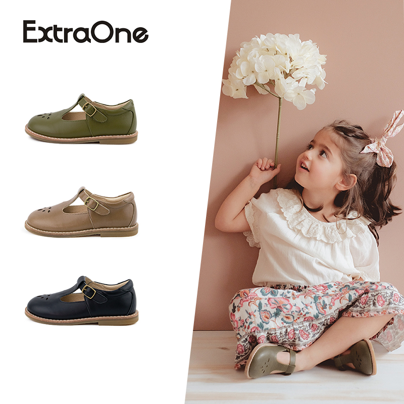 ExtraOne女童小时尚复古童鞋女宝公主鞋春秋小女孩真皮单时尚#901