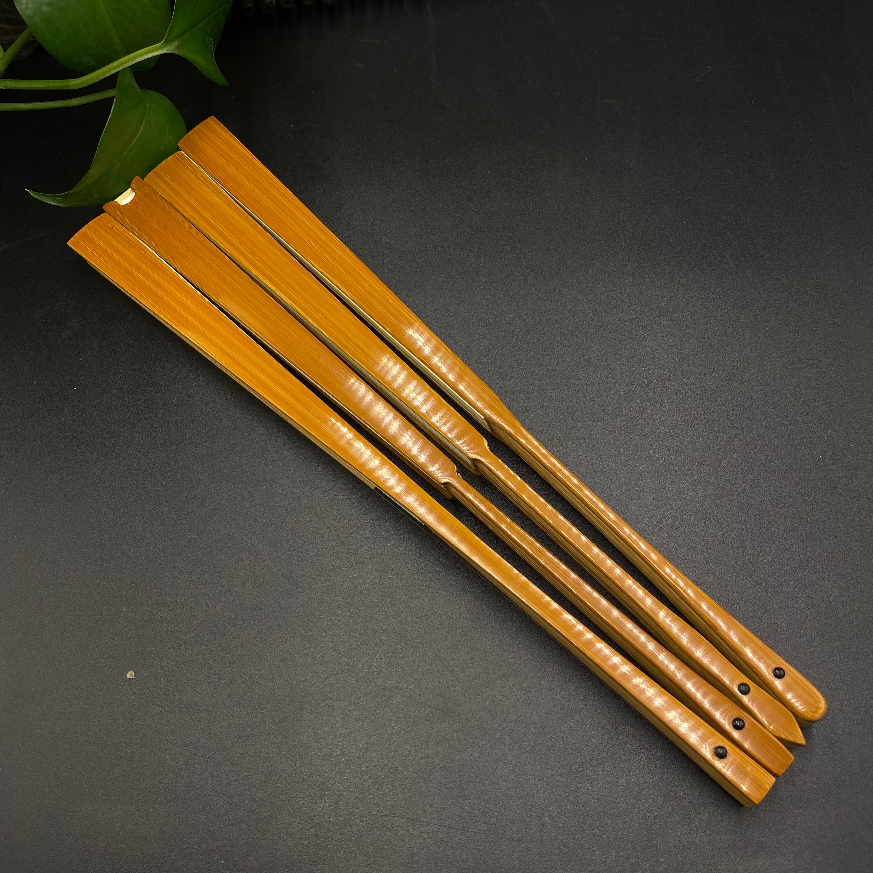 精工半老合青老料玉竹文玩折扇