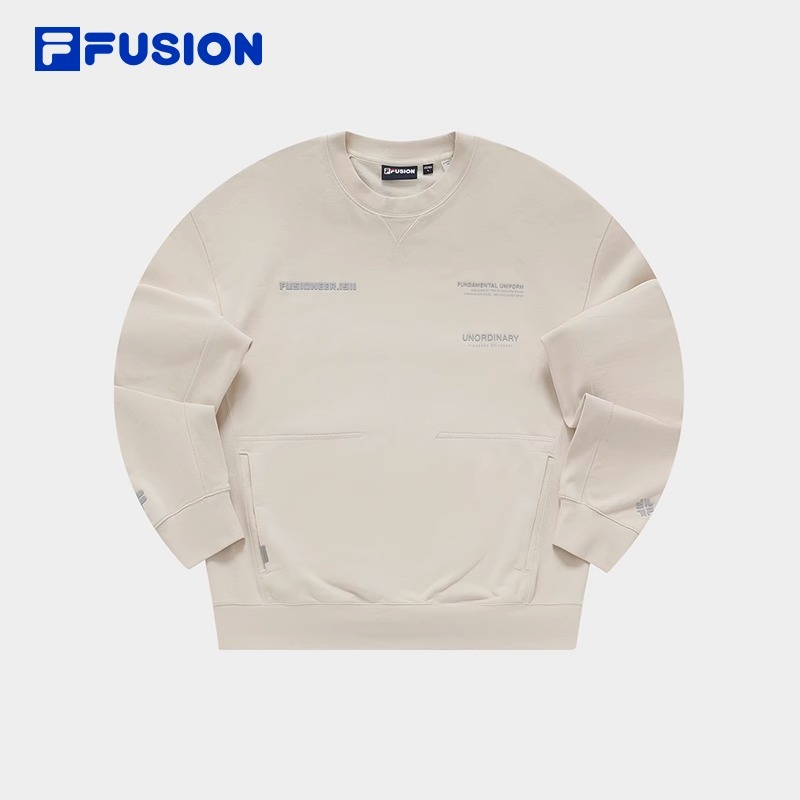 FILA FUSION情侣款针织套头衫23冬季新款纯棉宽松卫衣T11U343201
