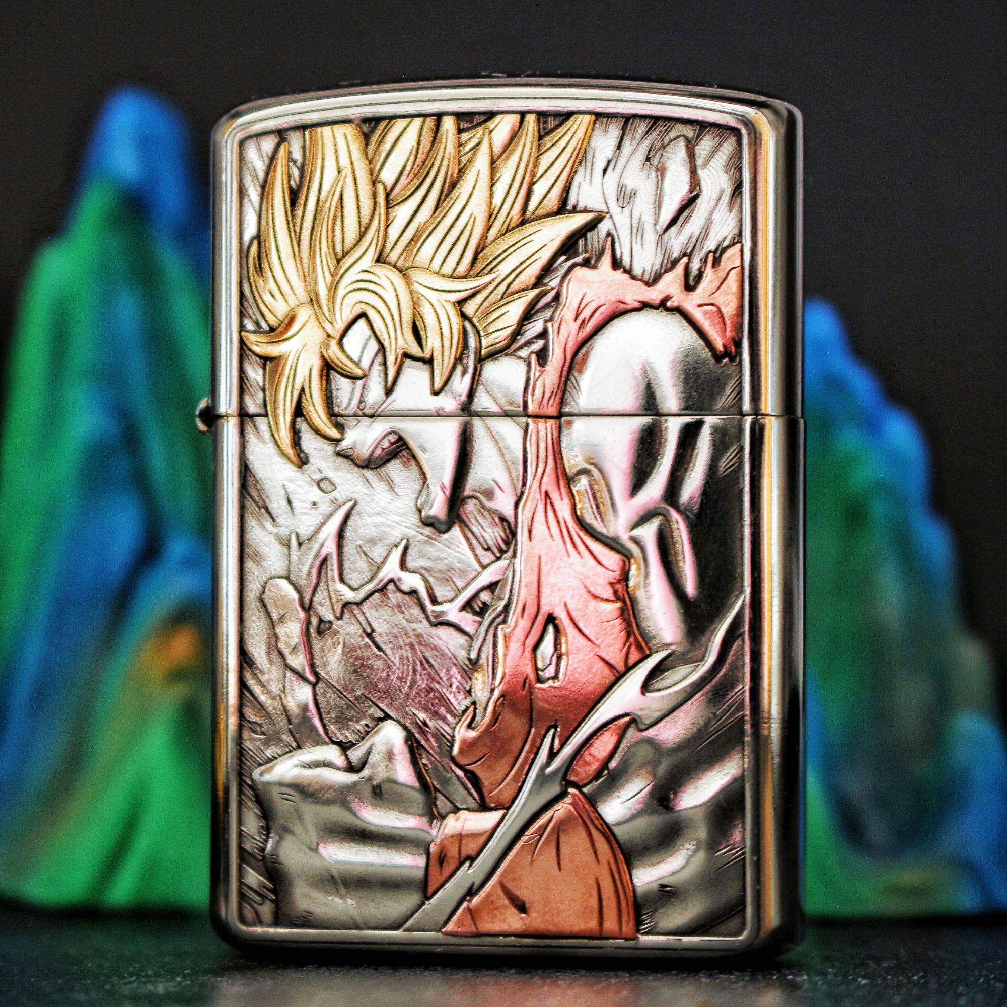 七龙珠二代佐罗煤油防风打火机新款砂轮白铜镶嵌个性创意潮盔甲机