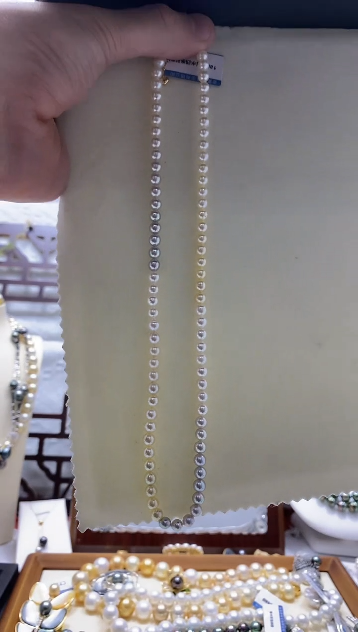 【闪购商品】海水珍珠KK18K金镶嵌akoya糖果串链@@BN137