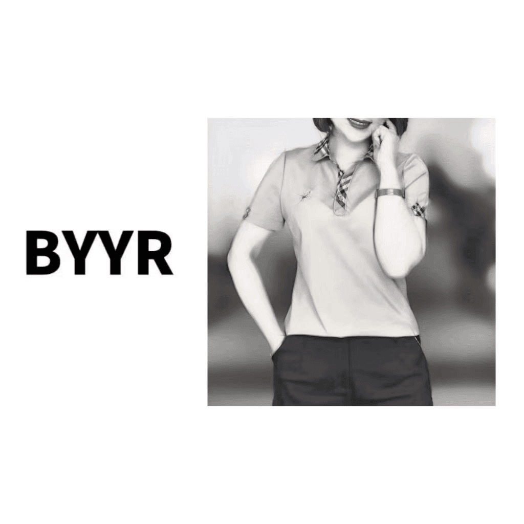 伴月伊人娃娃领格纹polo衫121110【气质polo上衣时尚休闲百搭夏季】