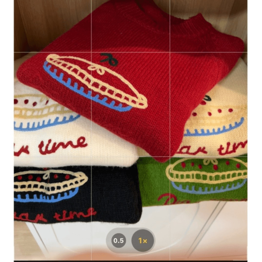 韩系圆领减龄水果蛋糕提花毛衣女