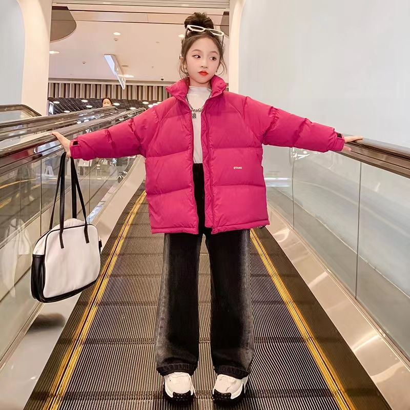 巴拉拉吧女童羽绒服儿童加厚外套冬季2023新款冬装洋气红色女孩中