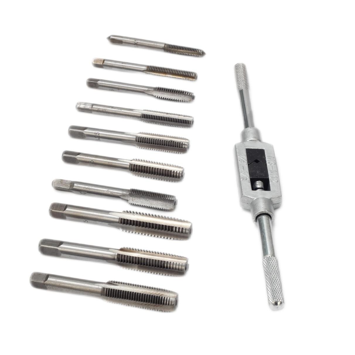 TAYES/台益斯11件丝锥/板牙组套套丝钻头开牙器手用车丝扳手