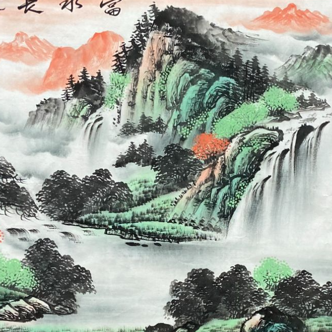 郭春雷国画作品《富水长流》，小六尺宣纸