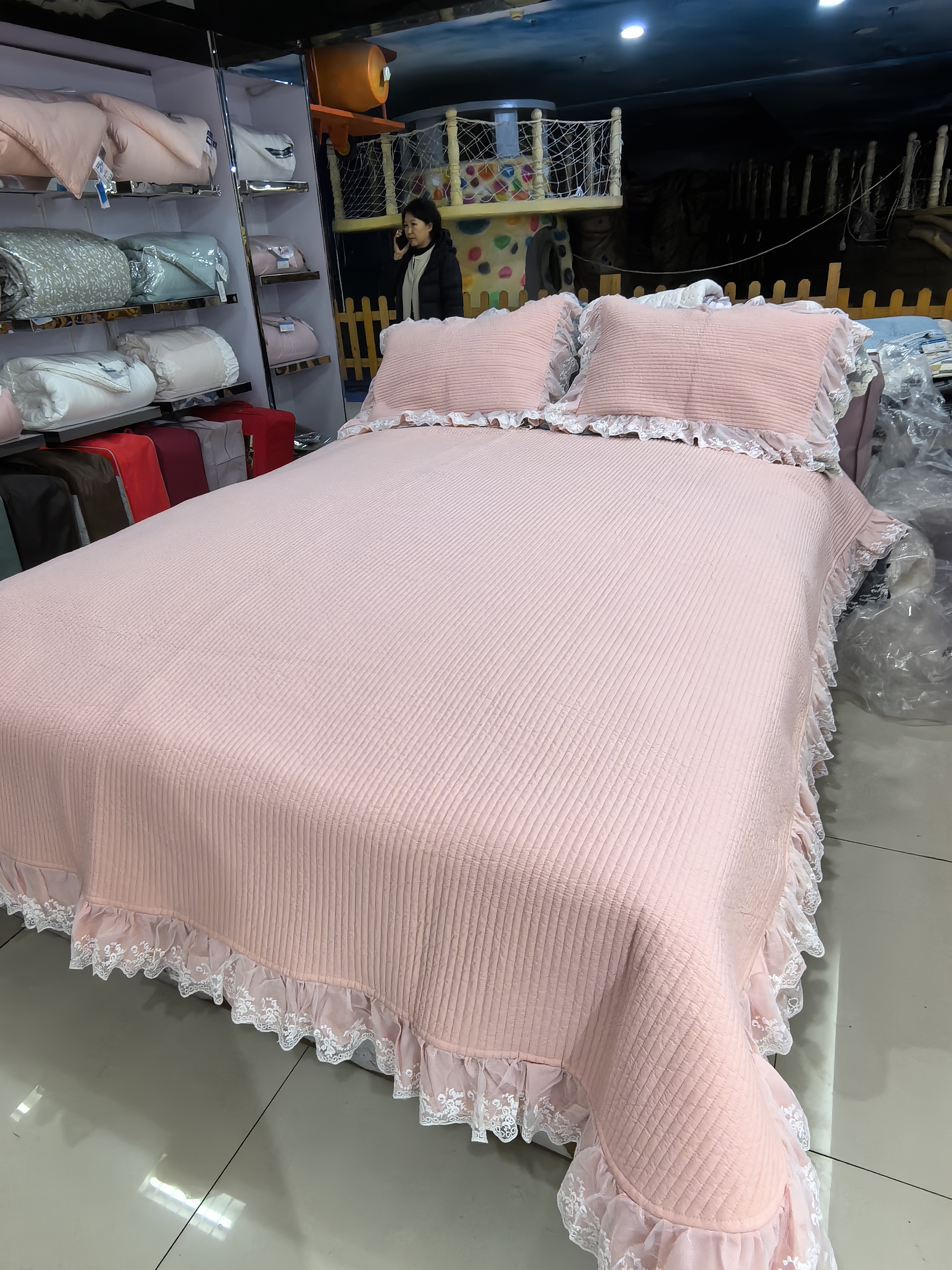 「福利款」·纯棉水洗床盖三件2.5×2.7韩式夹棉