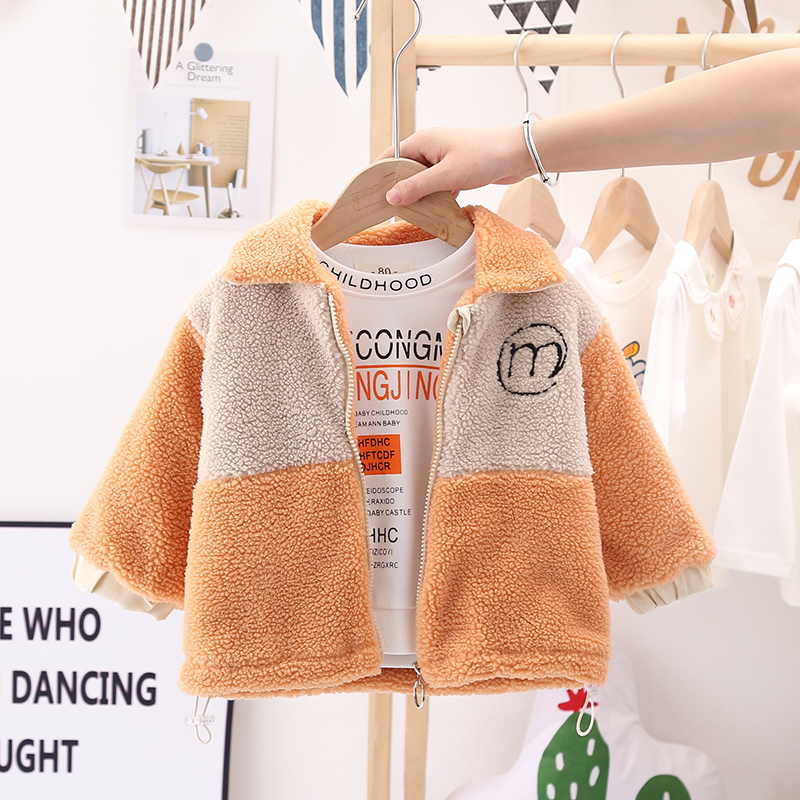 男童泰迪毛绒加厚外套秋冬季韩版儿童夹克衫宝宝棉服小童B122