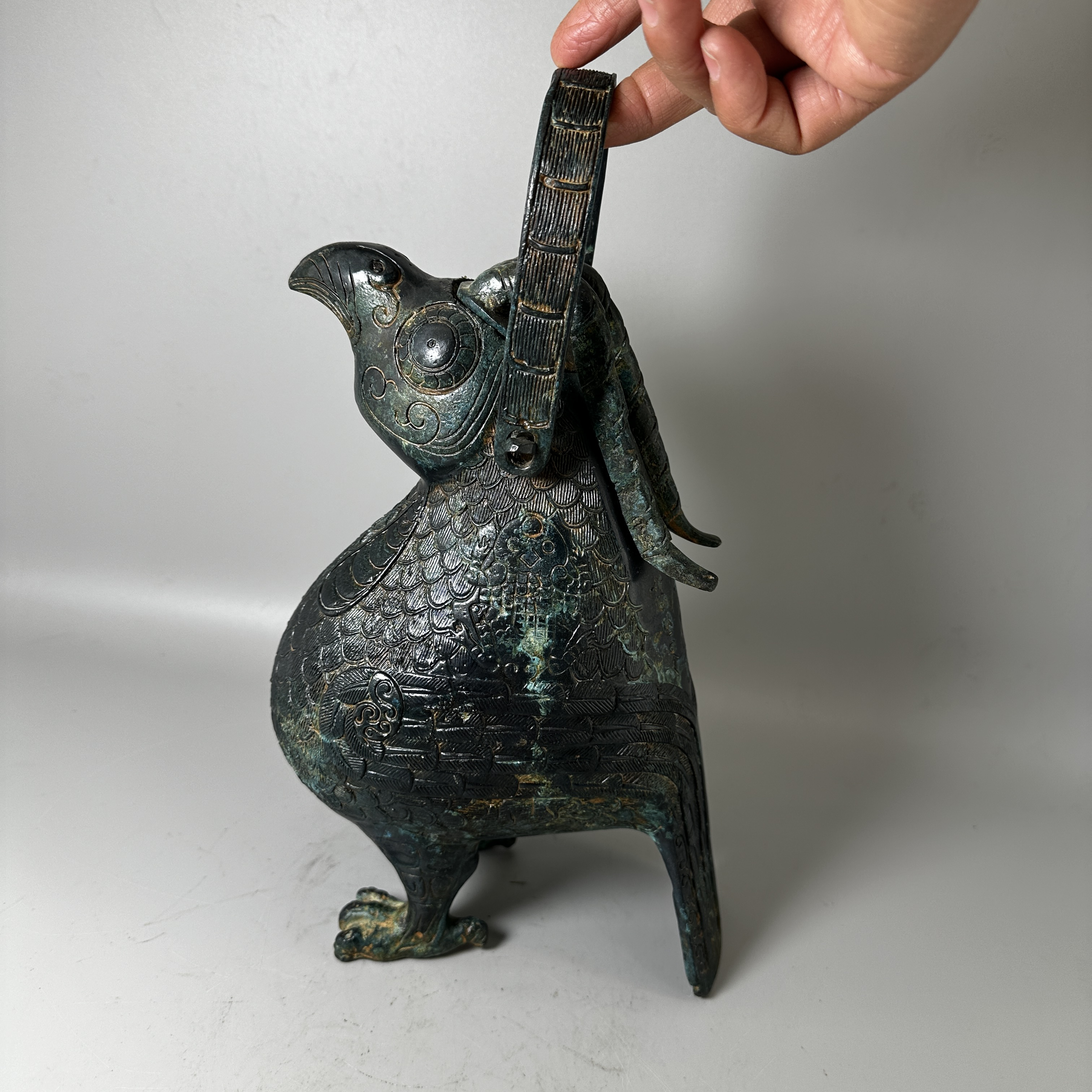 仿西周青铜器太保鸟卣提梁酒器铜高31厘米长17厘米宽10厘米4.2斤